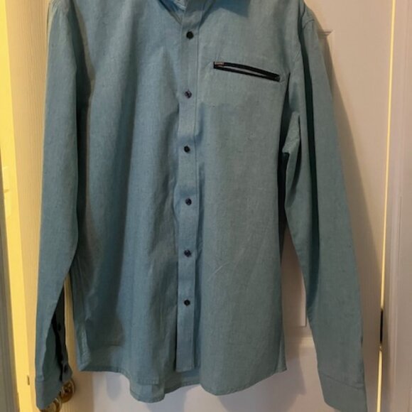 Split Bound By Name. Aqua - Button Up Men's Long Sleeve Shirt Wrinkle Free - Picture 7 of 10